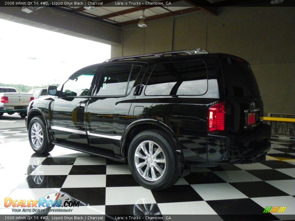 2008 Infiniti QX 56 4WD Liquid Onyx Black / Charcoal Photo #4