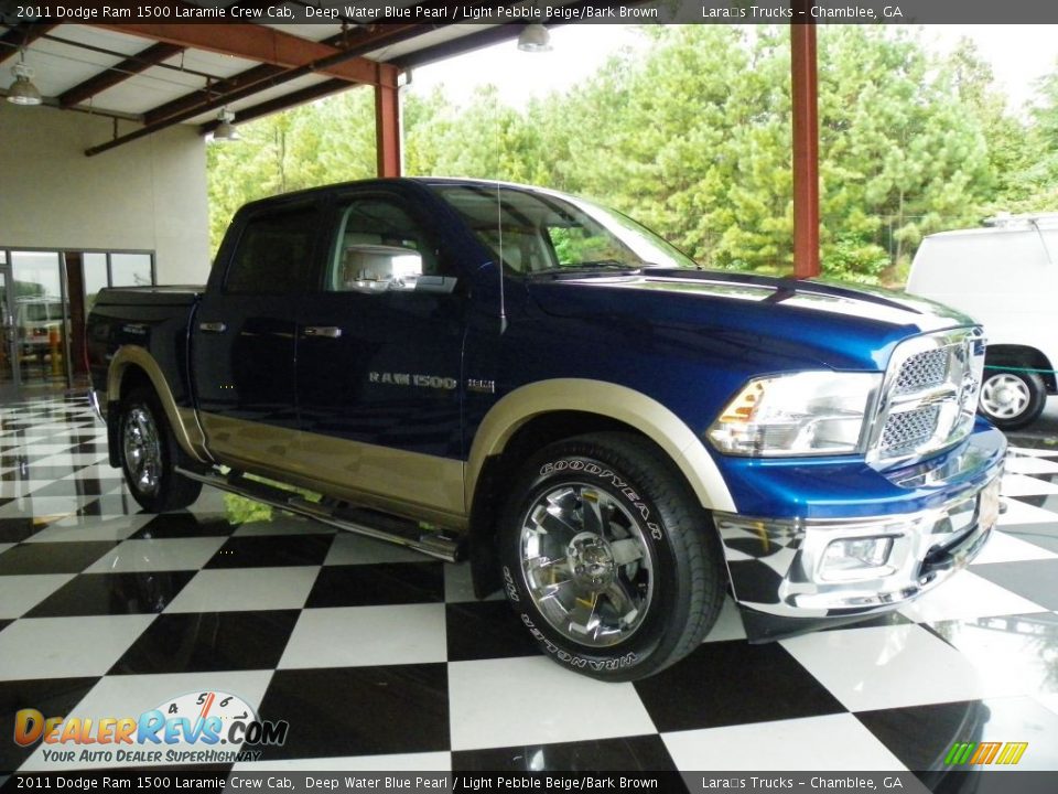 2011 Dodge Ram 1500 Laramie Crew Cab Deep Water Blue Pearl / Light Pebble Beige/Bark Brown Photo #1