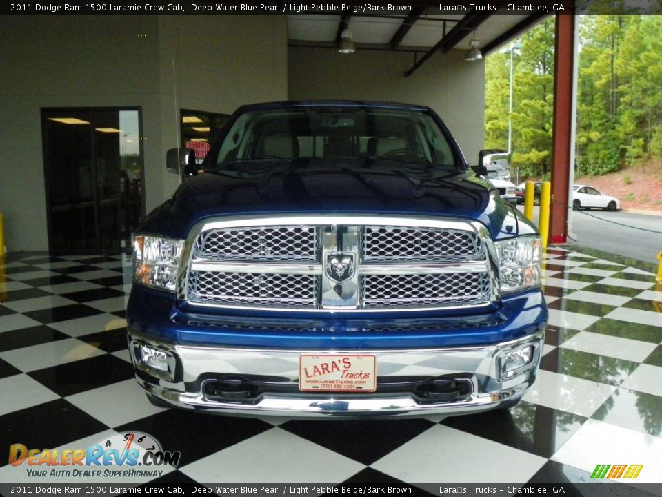 2011 Dodge Ram 1500 Laramie Crew Cab Deep Water Blue Pearl / Light Pebble Beige/Bark Brown Photo #2