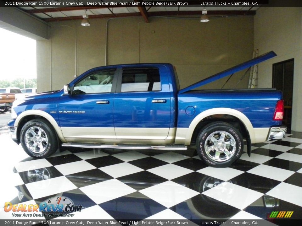 2011 Dodge Ram 1500 Laramie Crew Cab Deep Water Blue Pearl / Light Pebble Beige/Bark Brown Photo #7