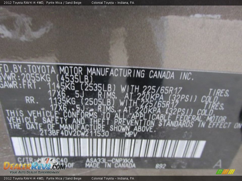 2012 Toyota RAV4 I4 4WD Pyrite Mica / Sand Beige Photo #19