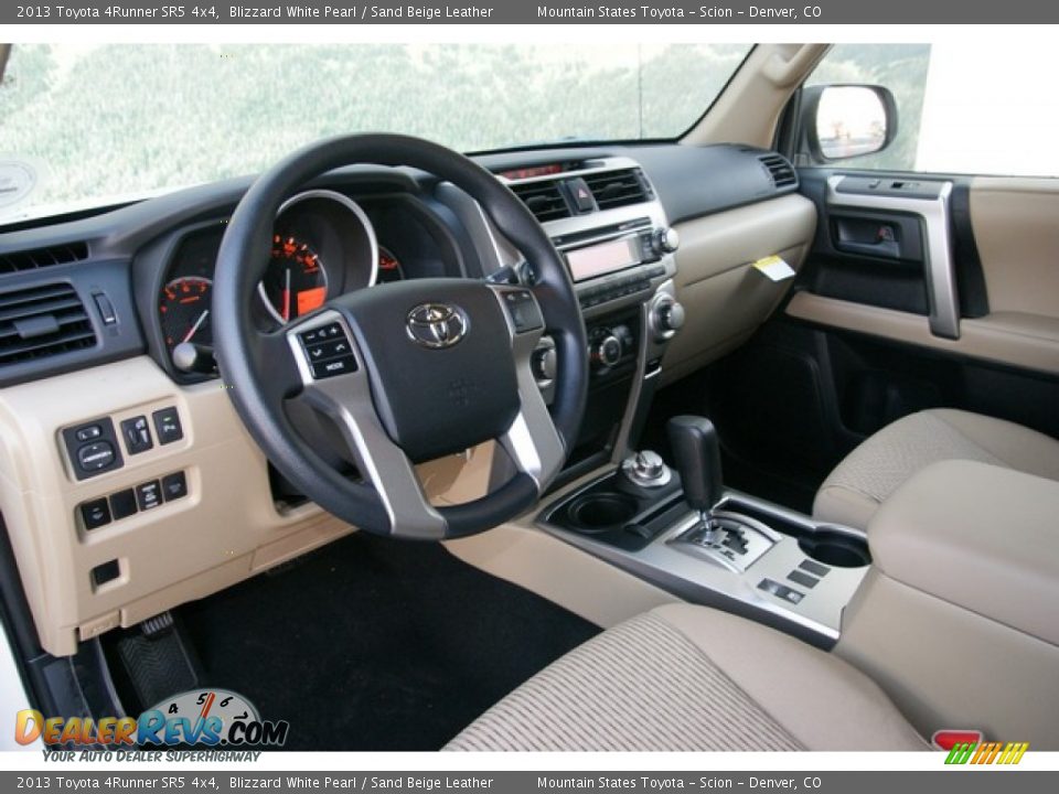 2013 Toyota 4Runner SR5 4x4 Blizzard White Pearl / Sand Beige Leather Photo #5