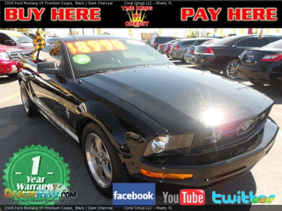 2006 Ford Mustang V6 Premium Coupe Black / Dark Charcoal Photo #1
