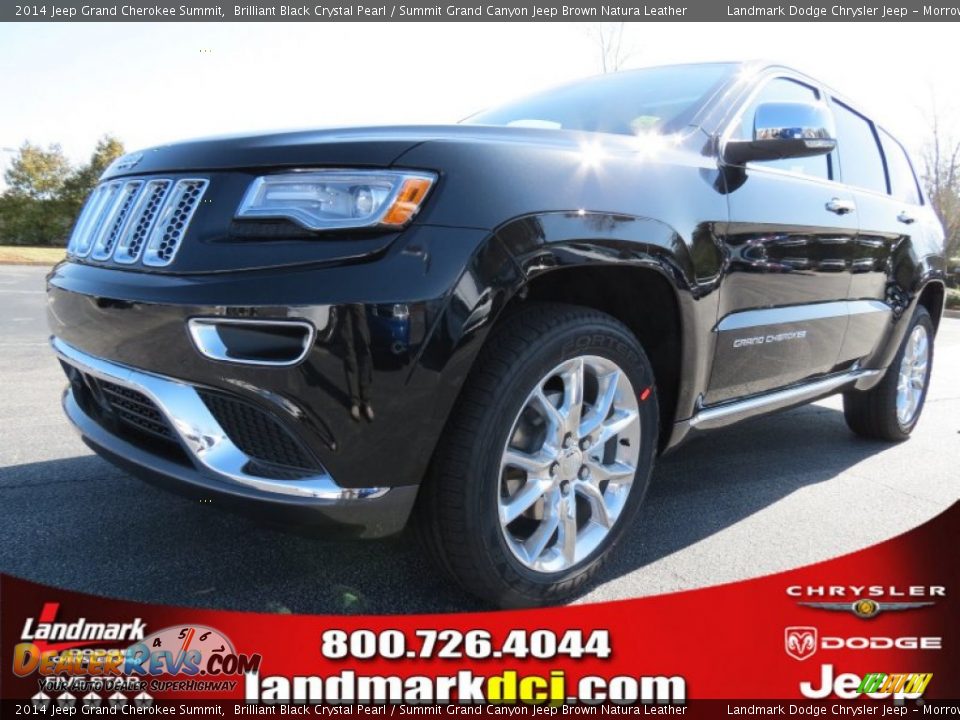 2014 Jeep Grand Cherokee Summit Brilliant Black Crystal Pearl / Summit Grand Canyon Jeep Brown Natura Leather Photo #1