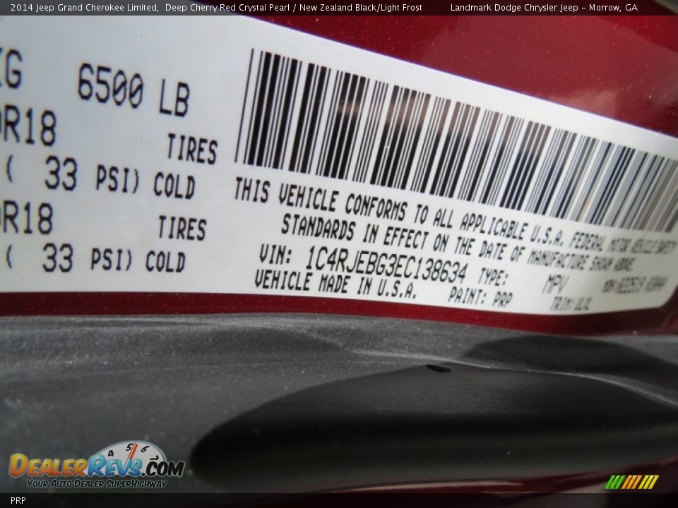 Jeep Color Code PRP Deep Cherry Red Crystal Pearl