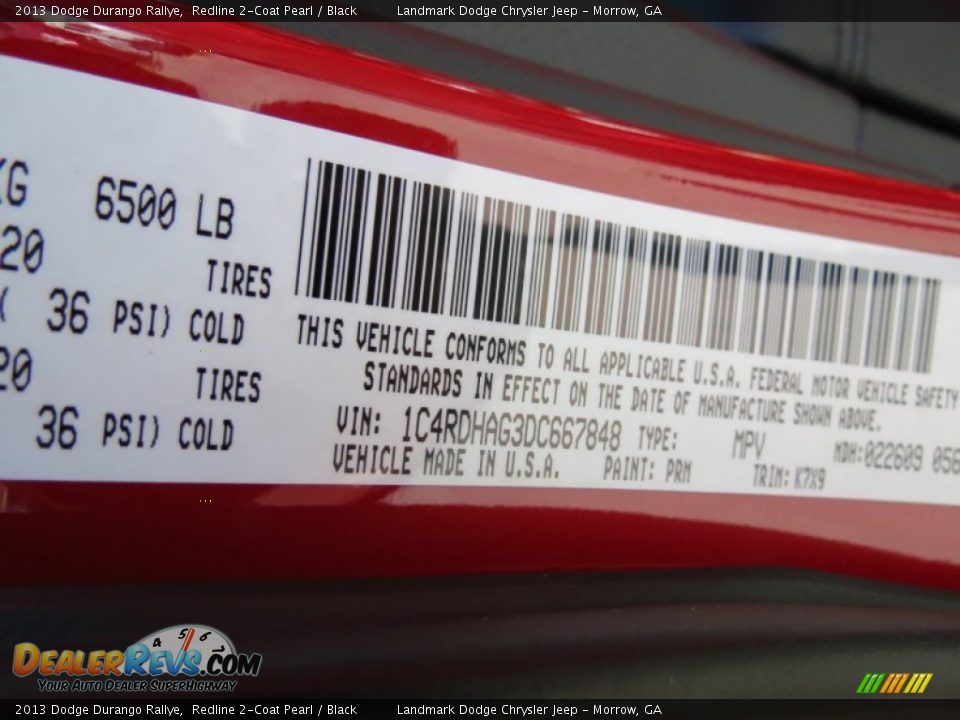 2013 Dodge Durango Rallye Redline 2-Coat Pearl / Black Photo #11