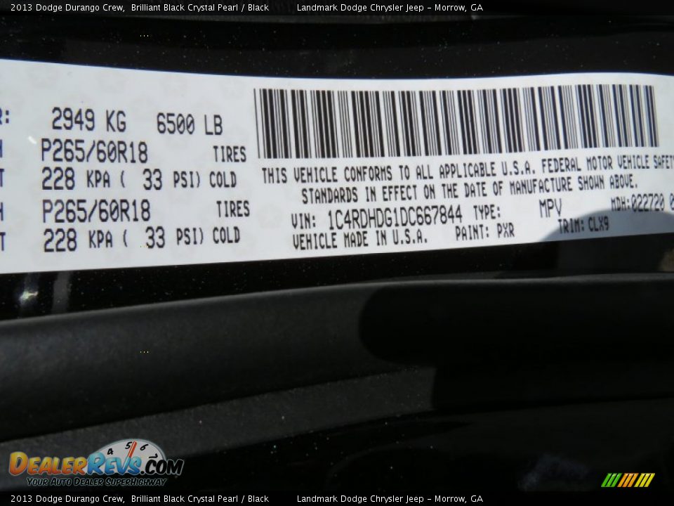 2013 Dodge Durango Crew Brilliant Black Crystal Pearl / Black Photo #11