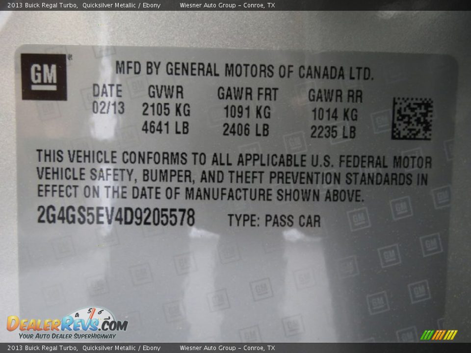 2013 Buick Regal Turbo Quicksilver Metallic / Ebony Photo #7