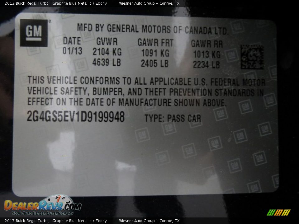2013 Buick Regal Turbo Graphite Blue Metallic / Ebony Photo #7