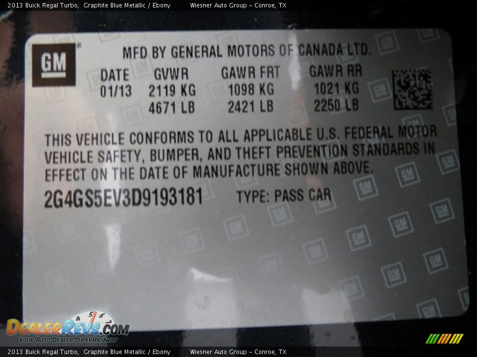 2013 Buick Regal Turbo Graphite Blue Metallic / Ebony Photo #8