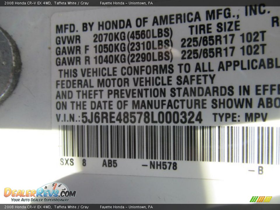 2008 Honda CR-V EX 4WD Taffeta White / Gray Photo #9