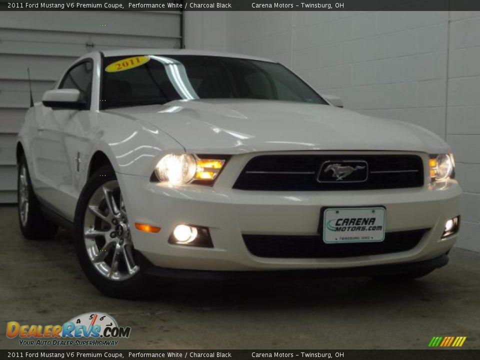 2011 Ford Mustang V6 Premium Coupe Performance White / Charcoal Black Photo #2