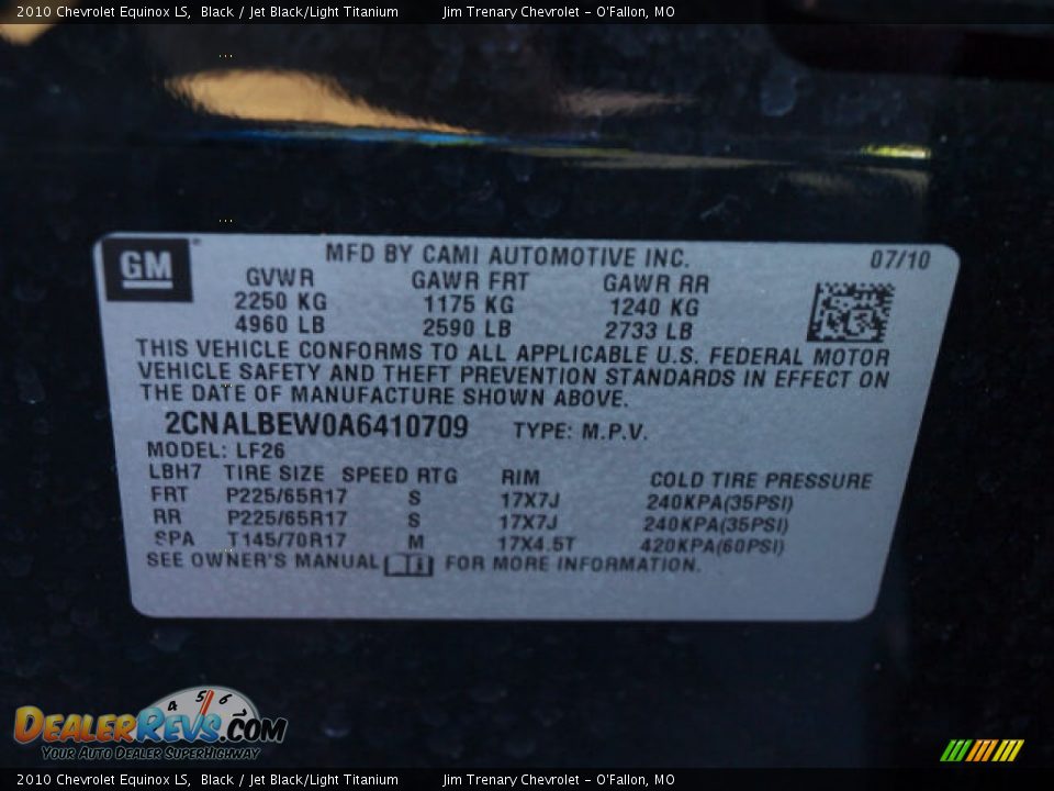 2010 Chevrolet Equinox LS Black / Jet Black/Light Titanium Photo #17