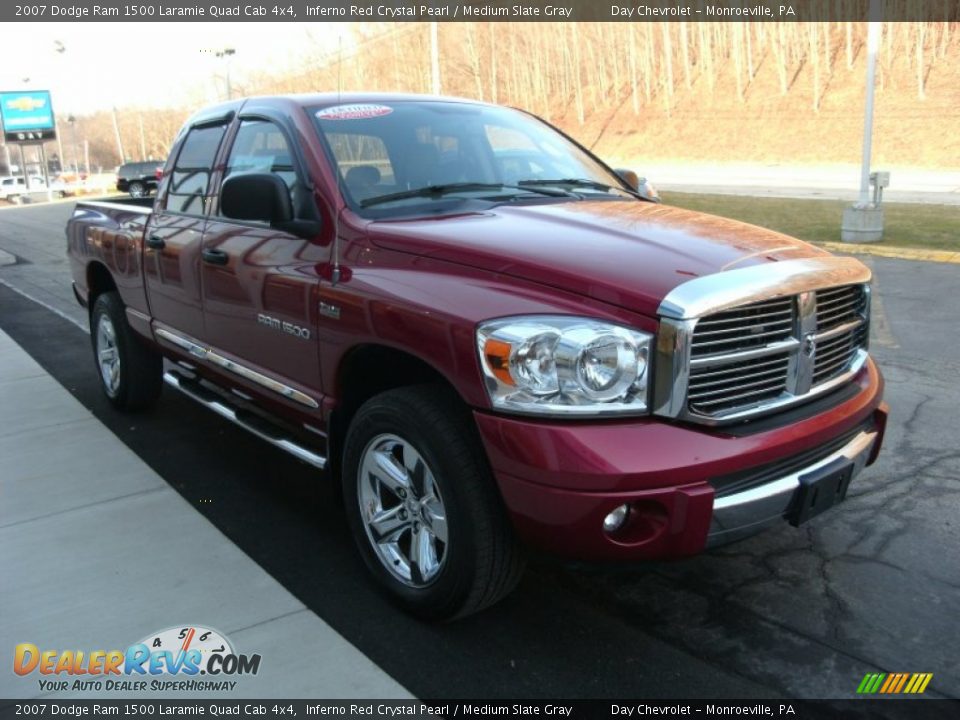 2007 Dodge Ram 1500 Laramie Quad Cab 4x4 Inferno Red Crystal Pearl / Medium Slate Gray Photo #3