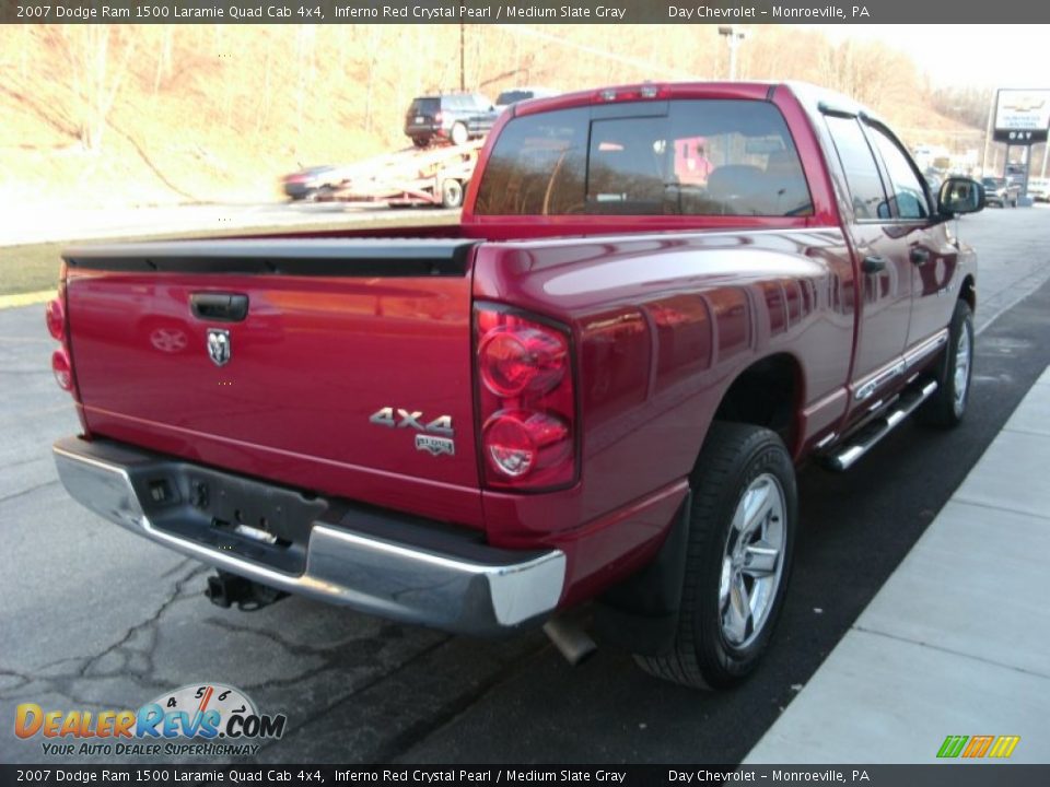 2007 Dodge Ram 1500 Laramie Quad Cab 4x4 Inferno Red Crystal Pearl / Medium Slate Gray Photo #4