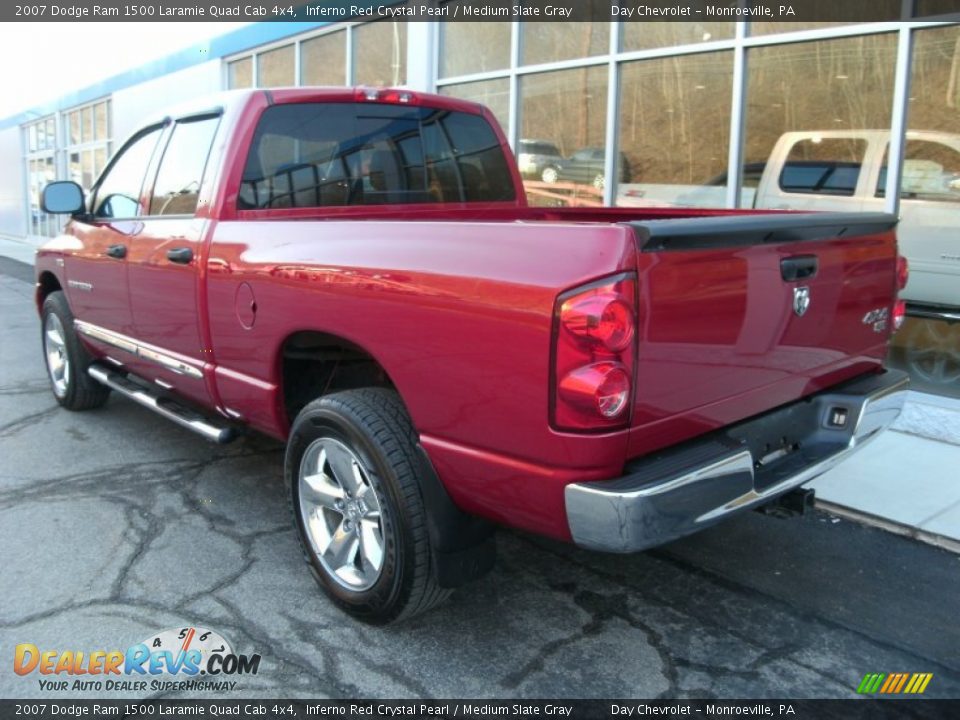 2007 Dodge Ram 1500 Laramie Quad Cab 4x4 Inferno Red Crystal Pearl / Medium Slate Gray Photo #5