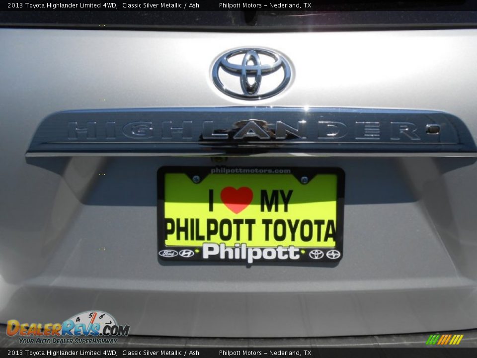 2013 Toyota Highlander Limited 4WD Classic Silver Metallic / Ash Photo #15