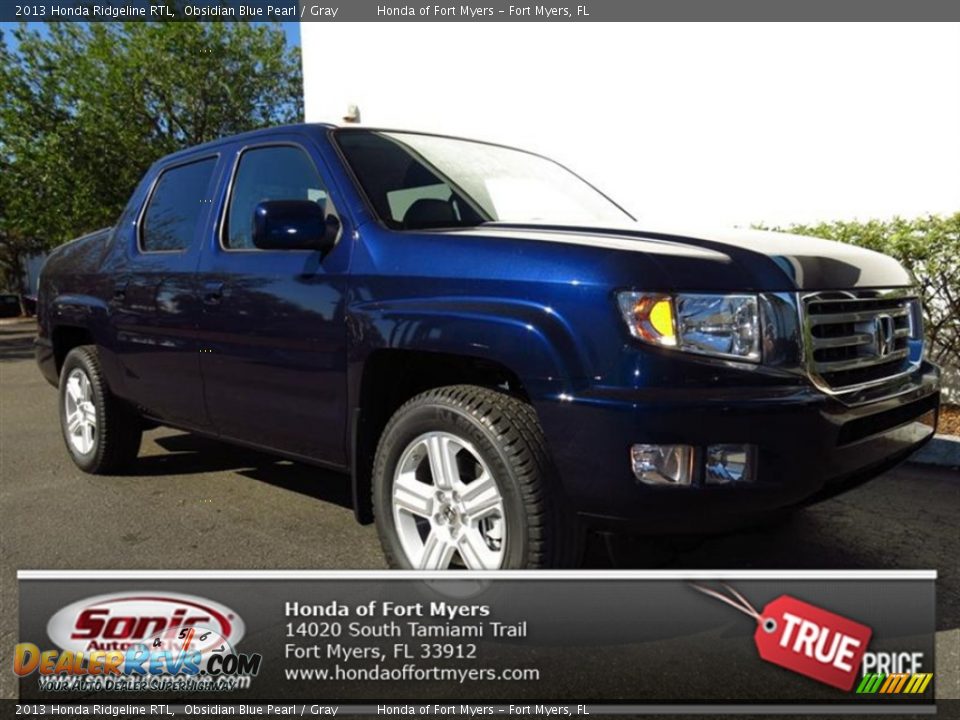 2013 Honda Ridgeline RTL Obsidian Blue Pearl / Gray Photo #1