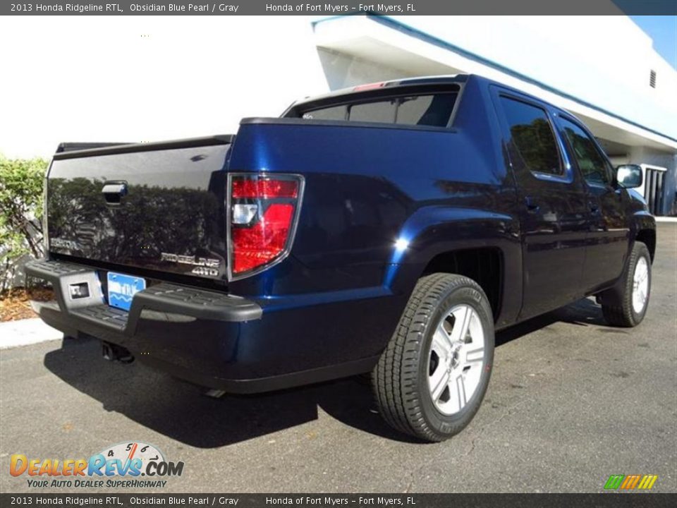 2013 Honda Ridgeline RTL Obsidian Blue Pearl / Gray Photo #3
