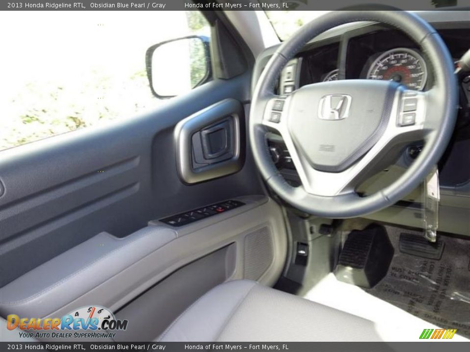 2013 Honda Ridgeline RTL Obsidian Blue Pearl / Gray Photo #5