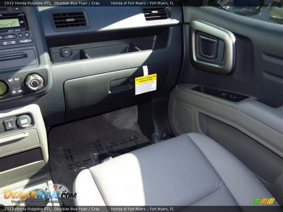 2013 Honda Ridgeline RTL Obsidian Blue Pearl / Gray Photo #7