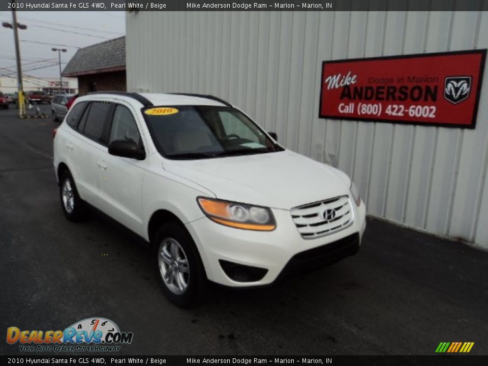 2010 Hyundai Santa Fe GLS 4WD Pearl White / Beige Photo #1