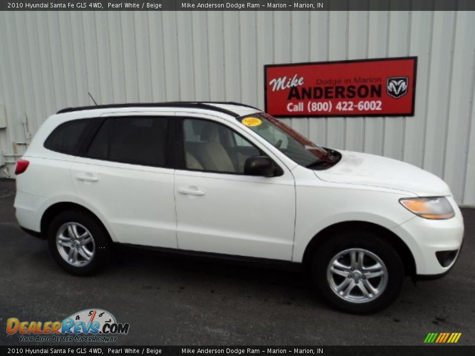 2010 Hyundai Santa Fe GLS 4WD Pearl White / Beige Photo #2