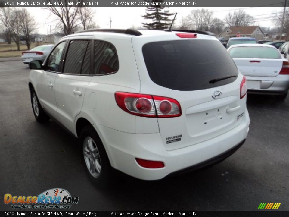 2010 Hyundai Santa Fe GLS 4WD Pearl White / Beige Photo #3