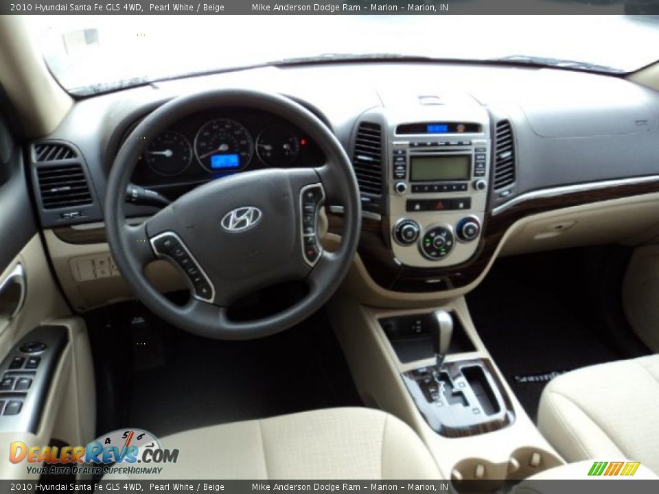 2010 Hyundai Santa Fe GLS 4WD Pearl White / Beige Photo #4