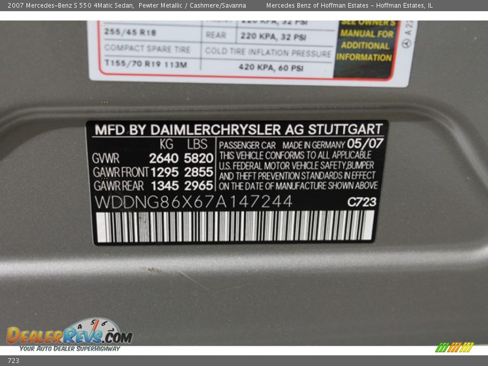 Mercedes-Benz Color Code 723 Pewter Metallic