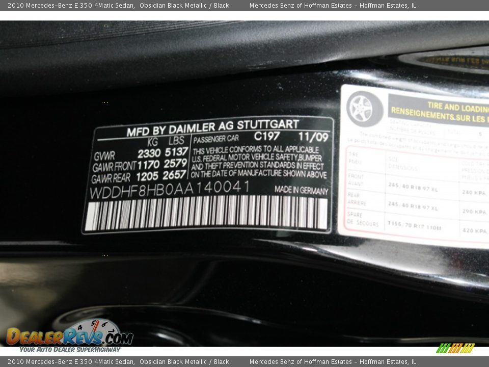 2010 Mercedes-Benz E 350 4Matic Sedan Obsidian Black Metallic / Black Photo #33