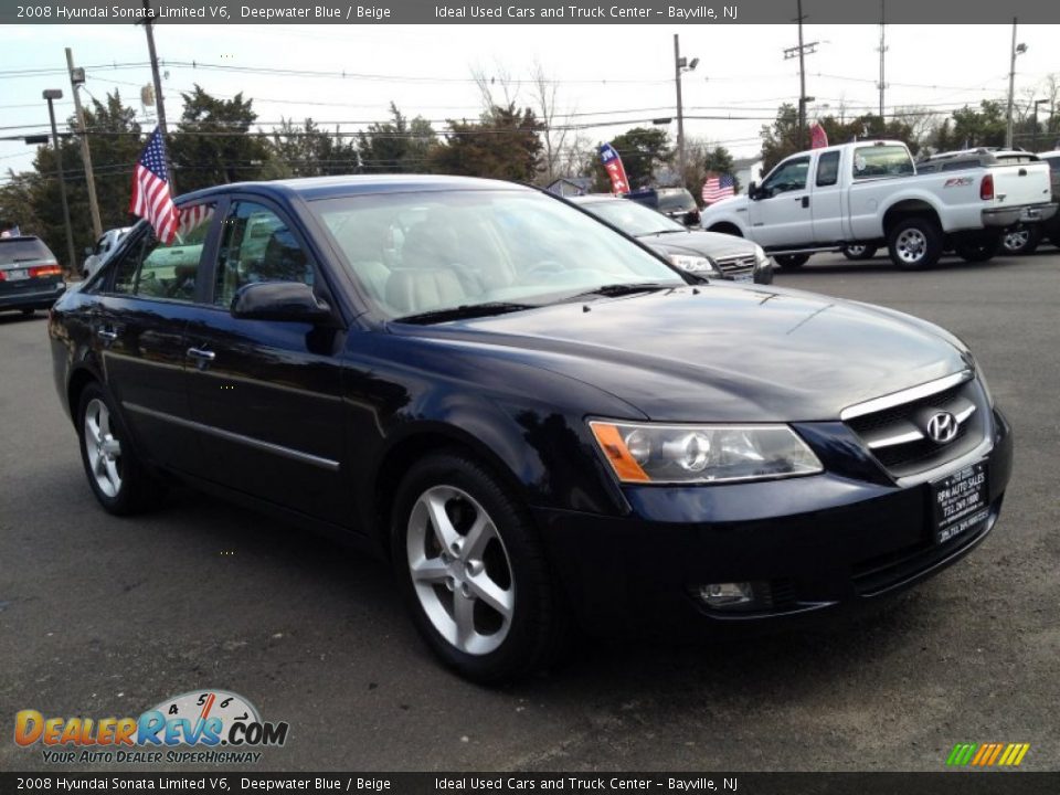 2008 Hyundai Sonata Limited V6 Deepwater Blue / Beige Photo #12