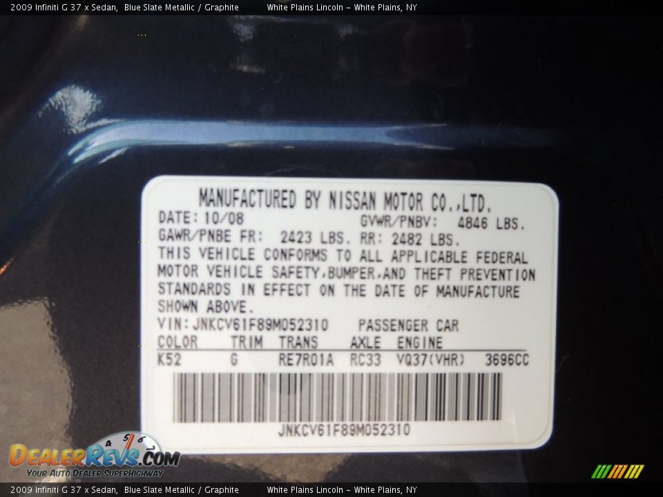 2009 Infiniti G 37 x Sedan Blue Slate Metallic / Graphite Photo #27