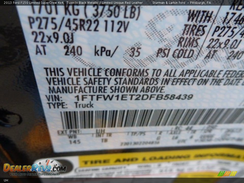Ford Color Code UH Tuxedo Black Metallic