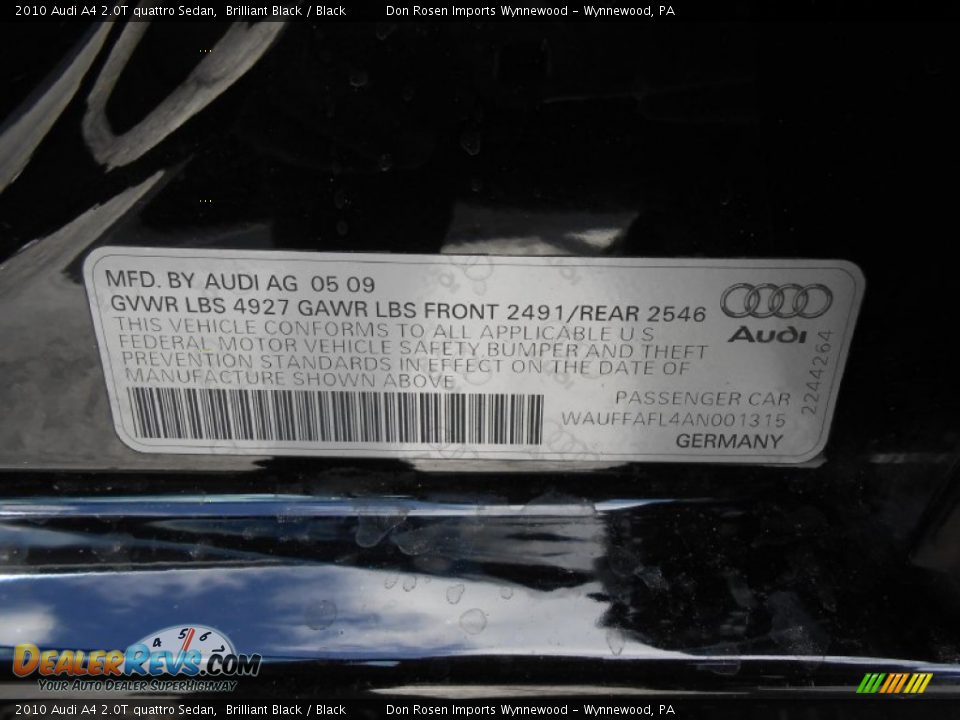 2010 Audi A4 2.0T quattro Sedan Brilliant Black / Black Photo #32