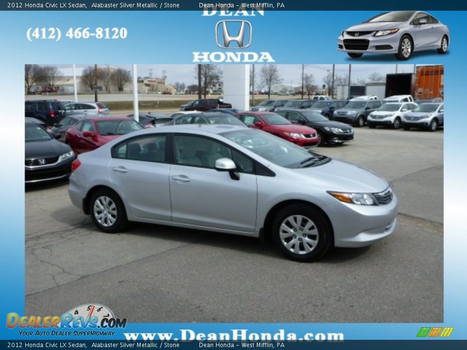 2012 Honda Civic LX Sedan Alabaster Silver Metallic / Stone Photo #1
