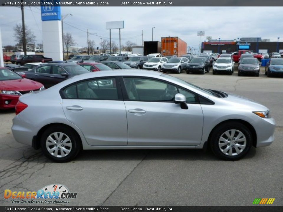 2012 Honda Civic LX Sedan Alabaster Silver Metallic / Stone Photo #2