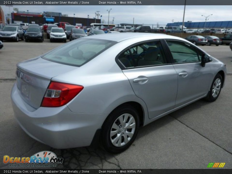 2012 Honda Civic LX Sedan Alabaster Silver Metallic / Stone Photo #5