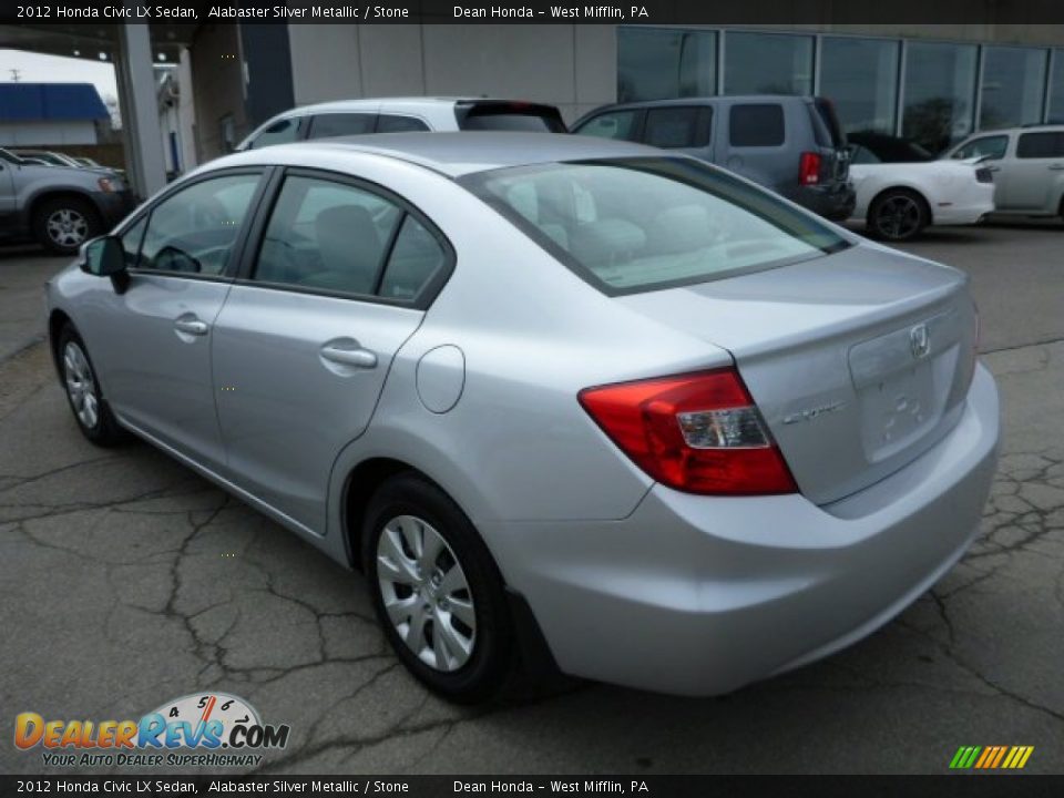 2012 Honda Civic LX Sedan Alabaster Silver Metallic / Stone Photo #7