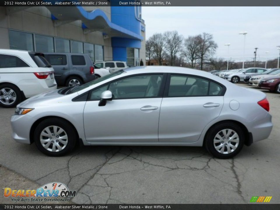 2012 Honda Civic LX Sedan Alabaster Silver Metallic / Stone Photo #8