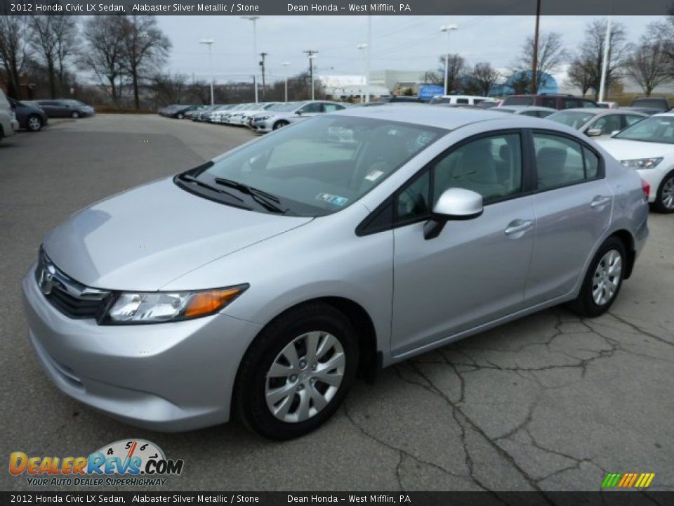 2012 Honda Civic LX Sedan Alabaster Silver Metallic / Stone Photo #9