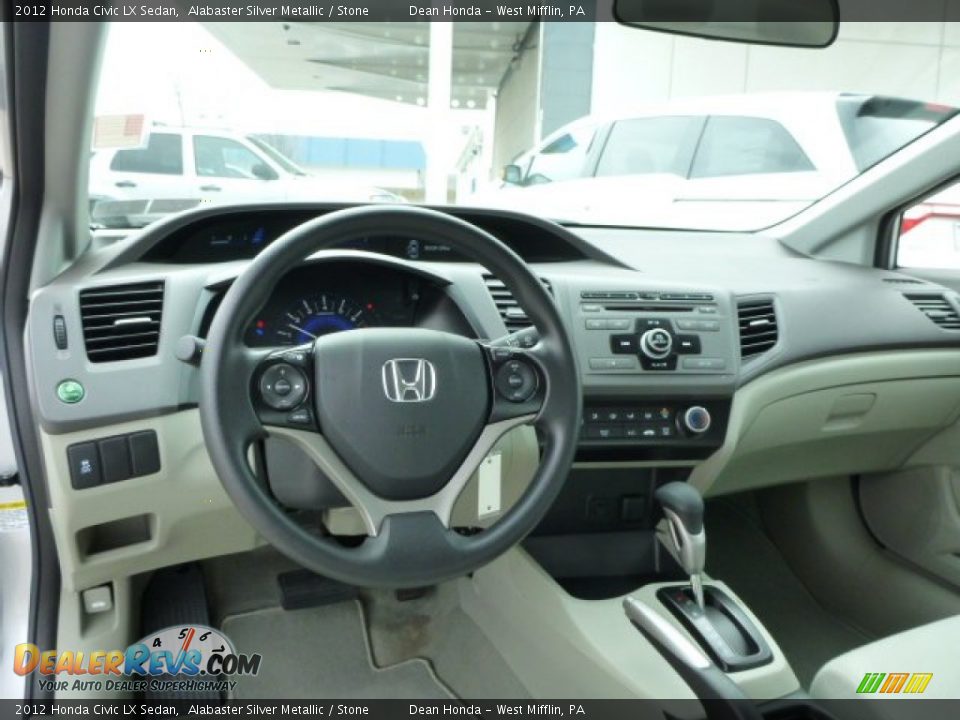 2012 Honda Civic LX Sedan Alabaster Silver Metallic / Stone Photo #14
