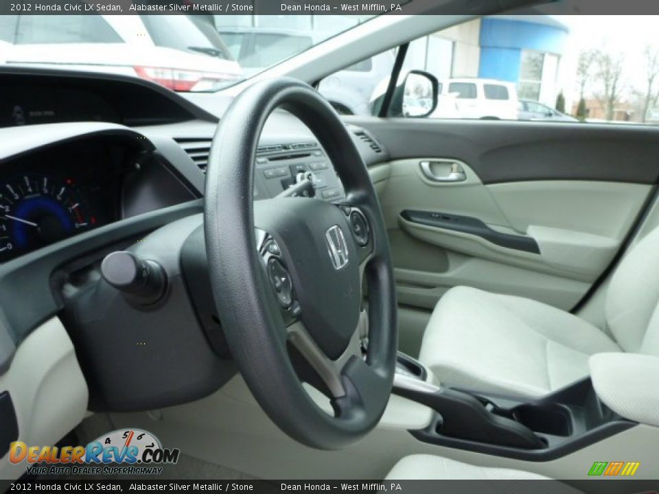 2012 Honda Civic LX Sedan Alabaster Silver Metallic / Stone Photo #17