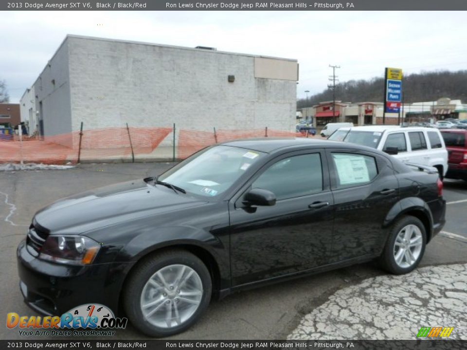 2013 Dodge Avenger SXT V6 Black / Black/Red Photo #1