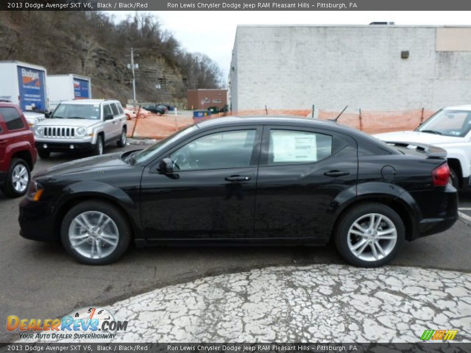 2013 Dodge Avenger SXT V6 Black / Black/Red Photo #2