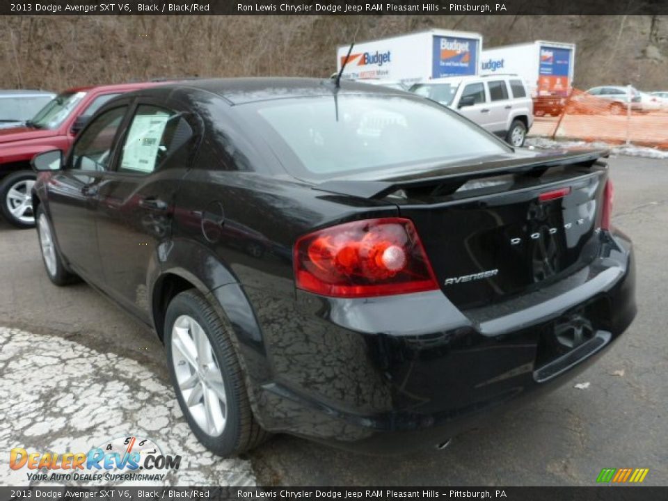 2013 Dodge Avenger SXT V6 Black / Black/Red Photo #3
