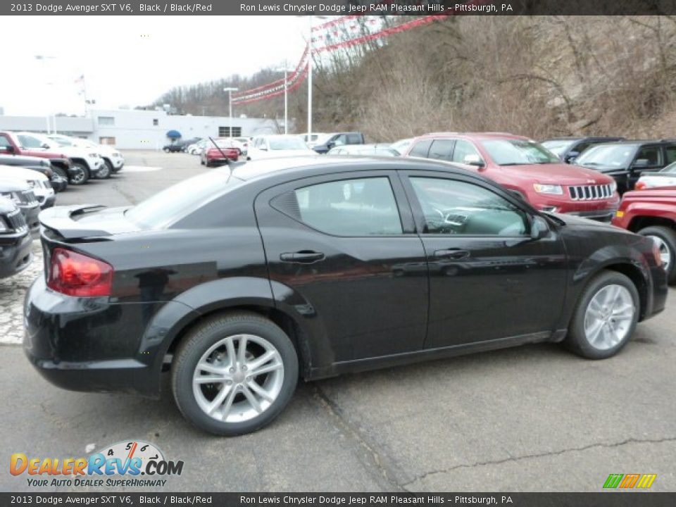 2013 Dodge Avenger SXT V6 Black / Black/Red Photo #5