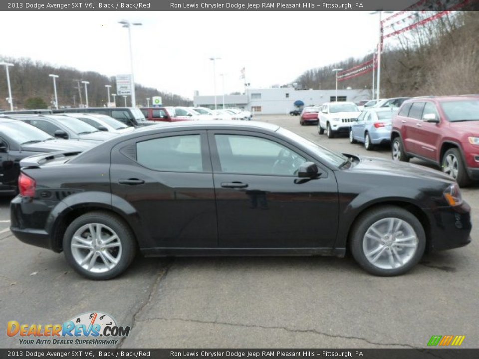 2013 Dodge Avenger SXT V6 Black / Black/Red Photo #6