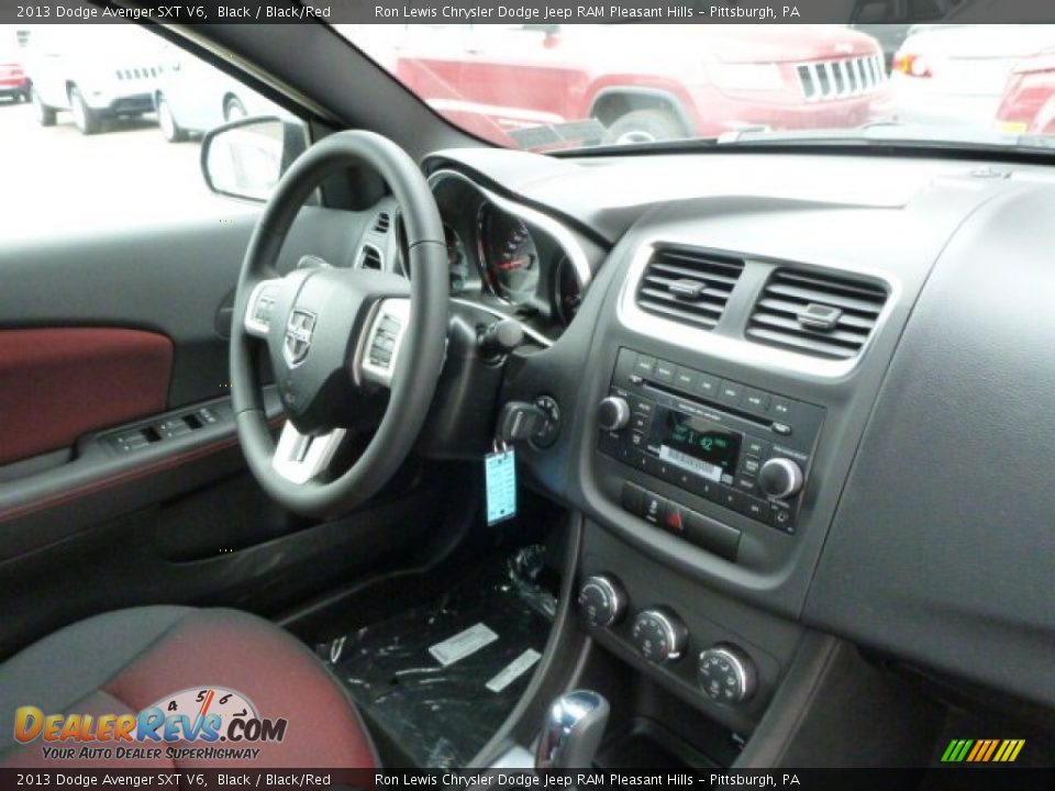 2013 Dodge Avenger SXT V6 Black / Black/Red Photo #7