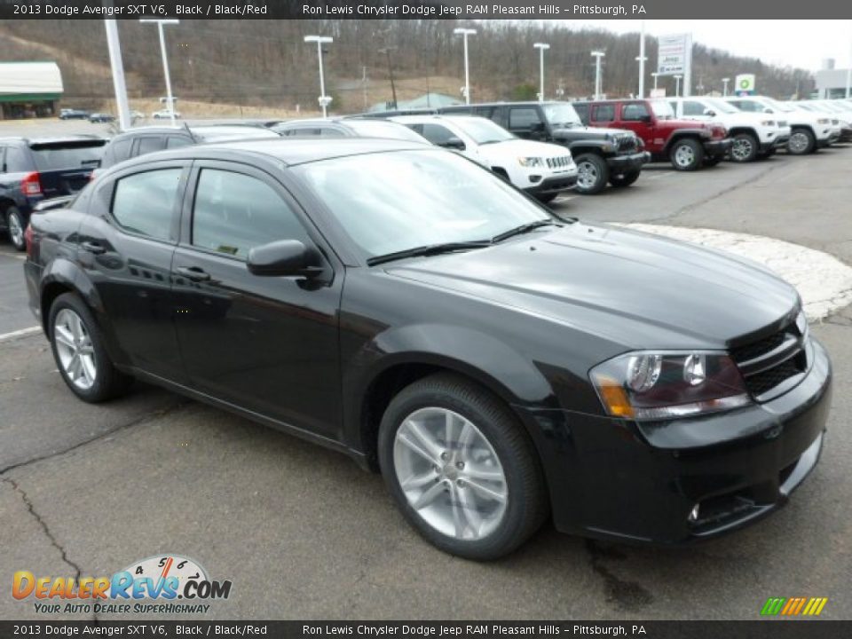 2013 Dodge Avenger SXT V6 Black / Black/Red Photo #9